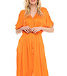 Дълга оранжева рокля с естествена коприна Biana-2 снимка
