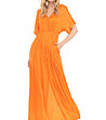 Дълга оранжева рокля с естествена коприна Biana-3 снимка