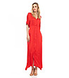 Дълга червена рокля с естествена коприна Biana-0 снимка