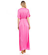Дълга розова рокля с естествена коприна Lilia-1 снимка