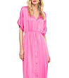 Дълга розова рокля с естествена коприна Lilia-2 снимка