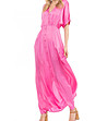 Дълга розова рокля с естествена коприна Lilia-3 снимка