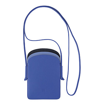 Чанта за телефон от естествена кожа в сини нюанси Minorca снимка
