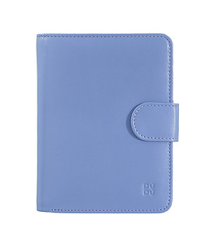 Портфейл от естествена кожа в пастелно синьо Marbella RFID защита снимка