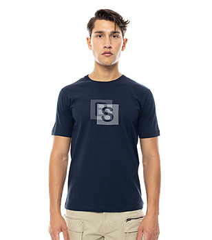 Тъмносиня памучна мъжка тениска снимка