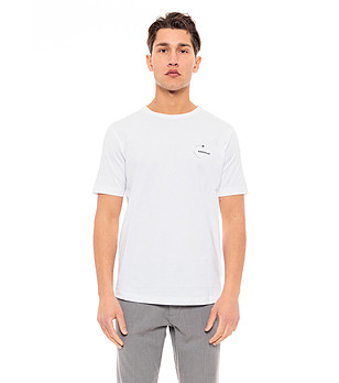 Мъжка памучна тениска в бял цвят Lark снимка