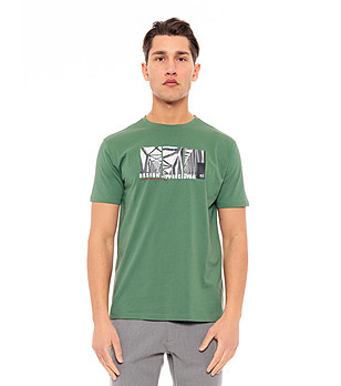 Мъжка памучна тениска в зелен цвят Brad снимка