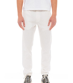 Бял мъжки спортно-елегантен панталон Jiulien снимка