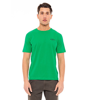 Мъжка памучна тениска в зелен нюанс Athos снимка