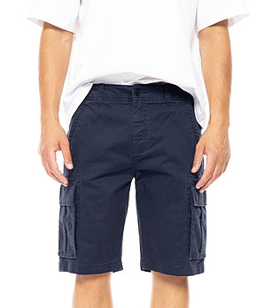 Мъжки къс памучен панталон в тъмносиньо Carl снимка