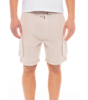 Мъжки къс памучен панталон в светлобежово Carl снимка