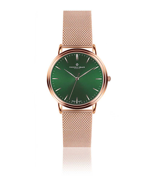 Мъжки часовник в розовозлатисто с ефектен зелен циферблат Hugo снимка