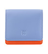 Кожен малък портфейл в синьо и оранжево Flores-0 снимка