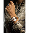 Розовозлатист дамски часовник с каишка в цвят коняк Callie-1 снимка