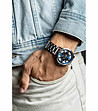 Мъжки часовник скелетон в сребристо и синьо Welfare-2 снимка