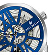 Мъжки часовник скелетон в сребристо и синьо Welfare-3 снимка