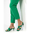 Зелени дамски чехли с асиметричен дизайн Sobella-4 снимка
