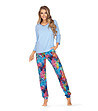 Памучна пижама със светлосиньо горнище и многоцветно долнище Alexia-0 снимка