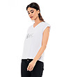 Дамска памучна тениска в бяло Folina-2 снимка