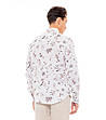 Мъжка бяла ленена риза с флорален принт-1 снимка