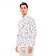 Мъжка бяла ленена риза с флорален принт-2 снимка