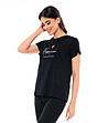 Дамска памучна тениска с принт Linala в черен цвят-2 снимка