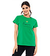 Дамска памучна тениска с принт Linala в зелен нюанс-0 снимка