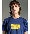 Синя памучна мъжка тениска с принт Stevie-3 снимка