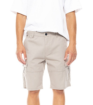 Мъжки памучни къси карго панталони в светлобежово Dino снимка