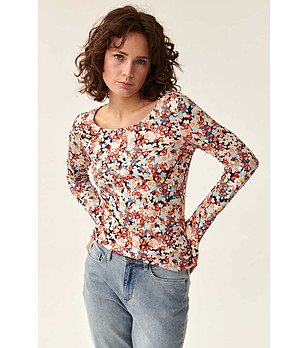 Дамска многоцветна блуза с флорален принт Elodi снимка