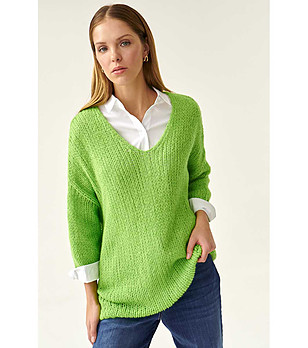 Зелен дамски пуловер Bajana снимка
