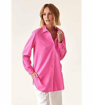 Розова дамска риза с лен Malibu снимка
