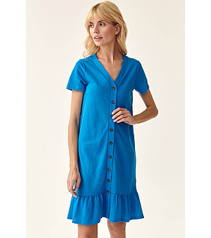 Синя рокля с къс ръкав Emma снимка