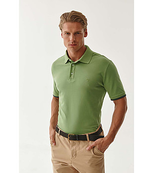 Мъжка памучна блуза с яка в светлозелен нюанс Roberto снимка