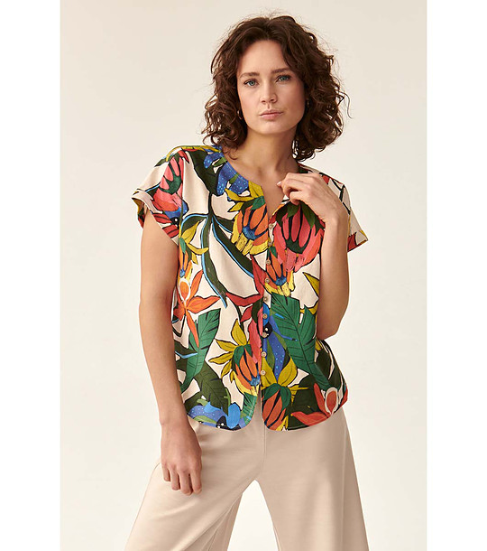 Многоцветна дамска риза с флорален принт  Samanto снимка