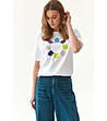 Дамска бяла тениска от органичен памук  Miza 1-0 снимка