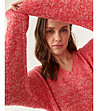 Дамски пуловер в червен меланж Laso-2 снимка