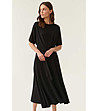 Черна рокля с текстилен колан Ewela-0 снимка