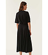Черна рокля с текстилен колан Ewela-1 снимка