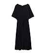 Черна рокля с текстилен колан Ewela-3 снимка