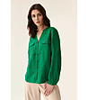 Зелена дамска ленена риза Justina-0 снимка