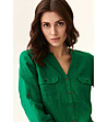 Зелена дамска ленена риза Justina-2 снимка
