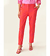 Оранжево-червен дамски панталон с флорален принт в розово Juli-0 снимка