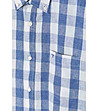 Мъжка карирана риза от памук и лек в бяло и синьо Joe-4 снимка