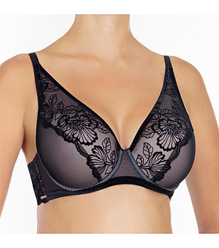 Черен сутиен с флорални мотиви Flora снимка