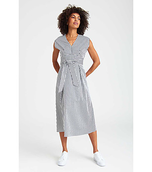 Рокля на райе в тъмносиньо и бяло Edelina снимка