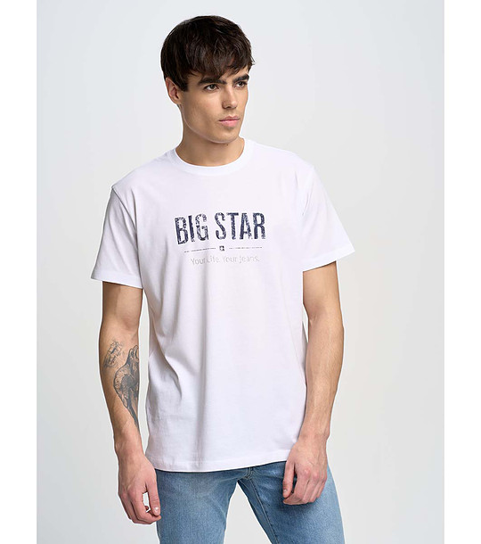 Мъжка бяла памучна тениска с надпис Bruno снимка