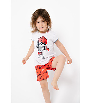 Детска памучна пижама в бяло и оранжево Marina снимка