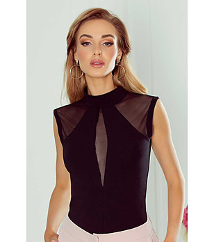 Черен памучен топ Coral снимка