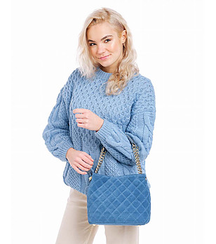 Дамска чанта от естествена кожа в син нюанс Dezela снимка